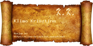 Klimo Krisztina névjegykártya